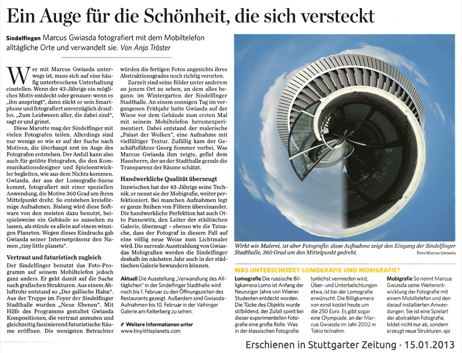 tiny little planets in Stuttgarter Zeitung vom 15.01.2013